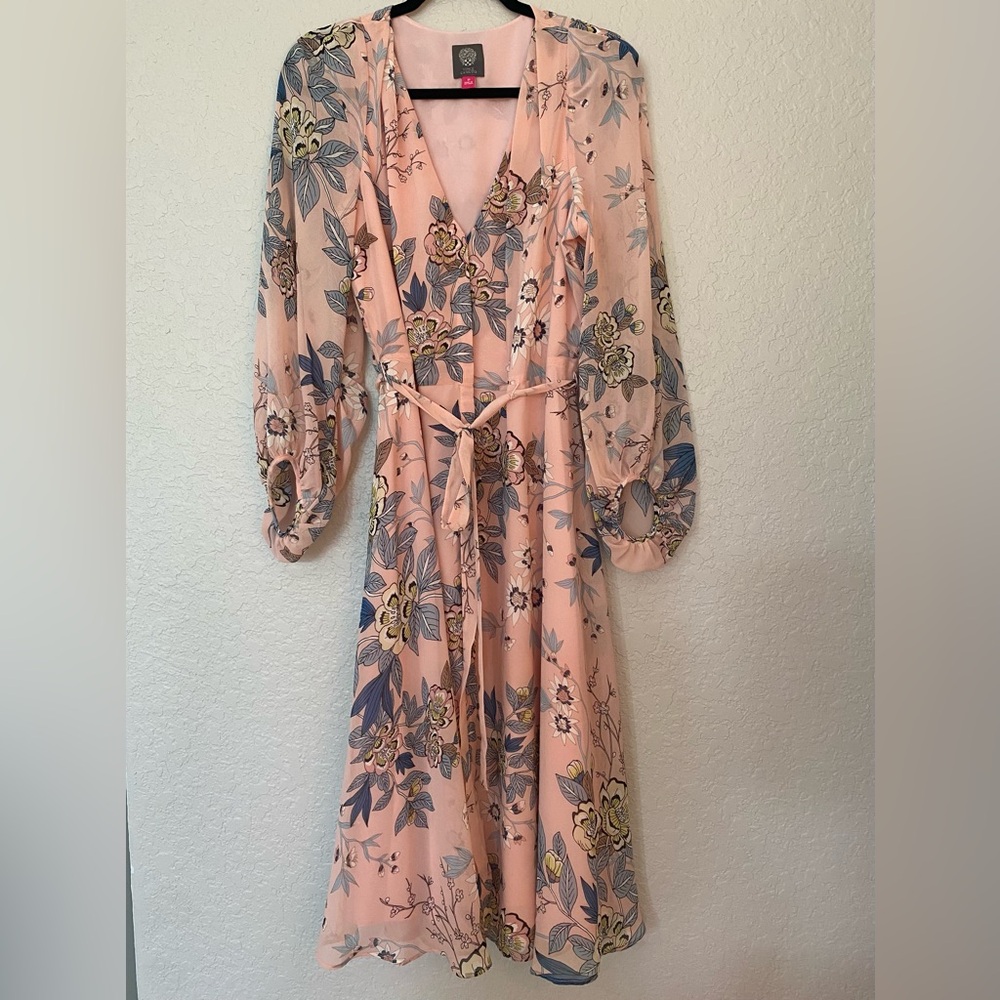Vince Camuto Floral Midi Dress - Pink and Blue